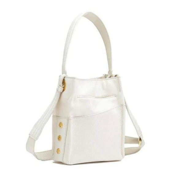 Hammitt Handbags - Hammitt DAVIS Small White Embossed Snake Skin Brushed Gold Crossbody Bag Purse